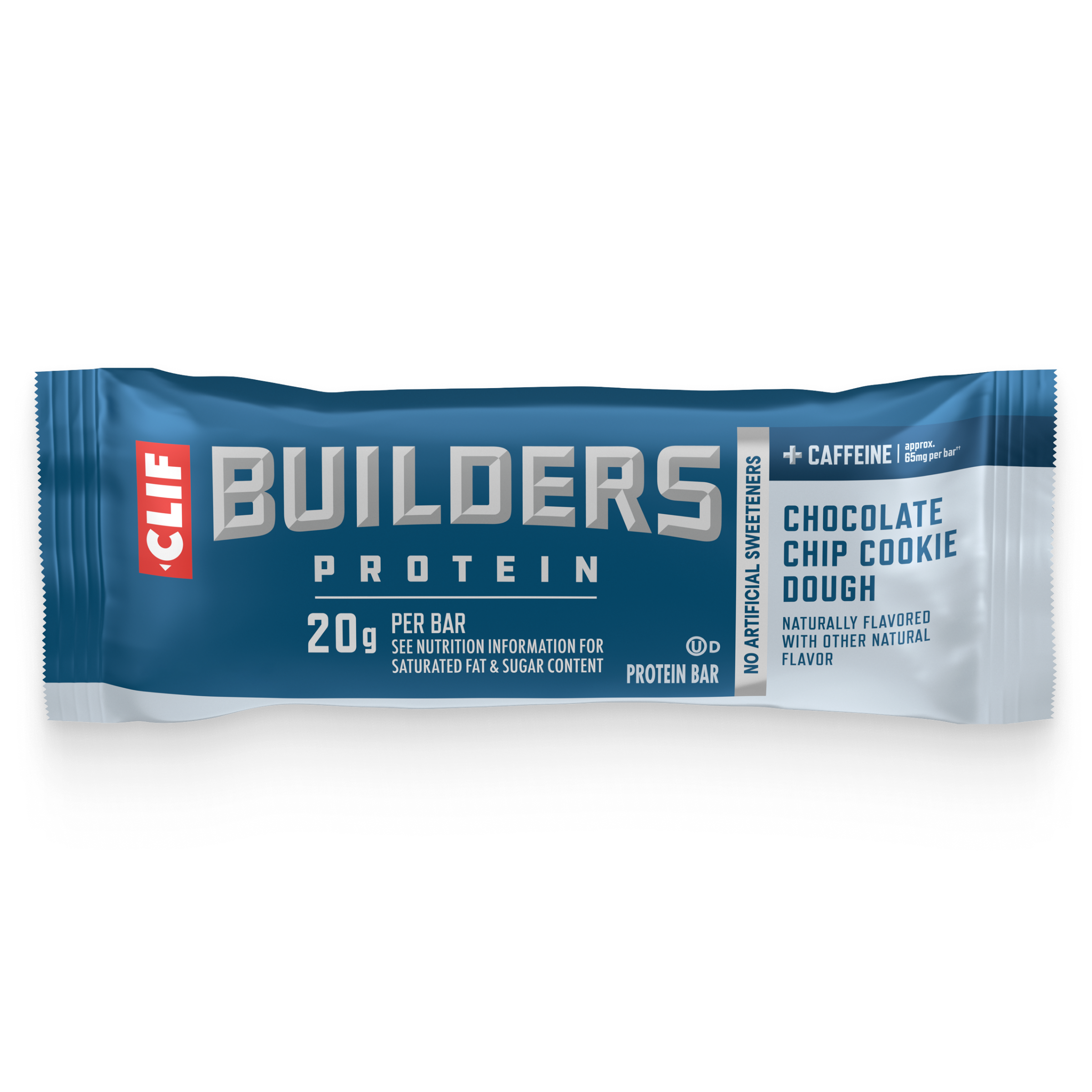 Clif Bar CLIF BUILDERS + Caffeine Chocolate Chip Cookie Dough Flavor Plant Based Protein Bar