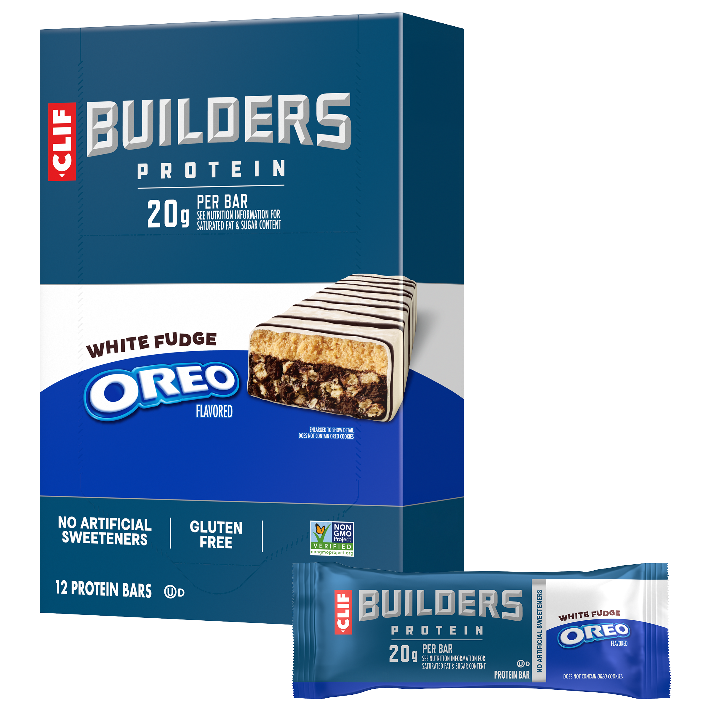 Clif Bar CLIF BUILDERS White Fudge OREO-Flavored Plant Based Protein Bars